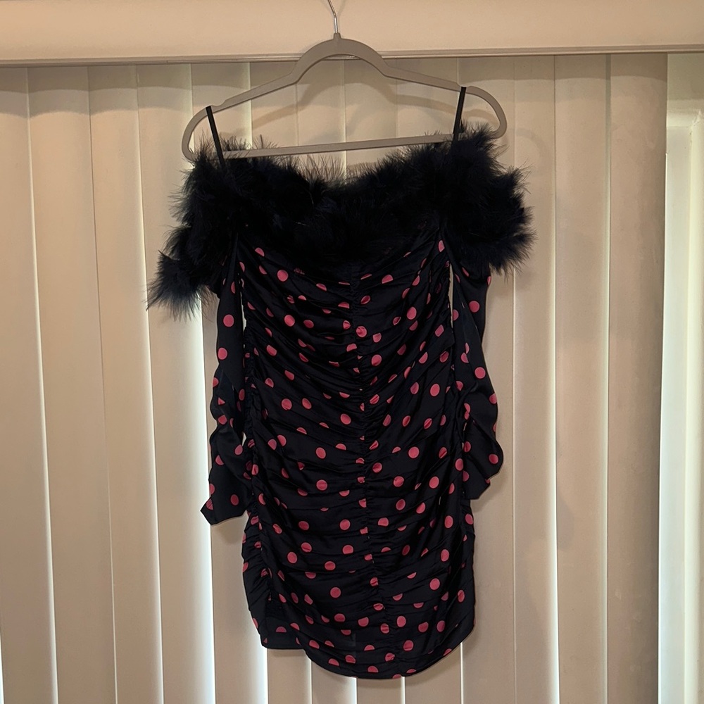 MAJORELLE Strapless Dress in Black and Pink